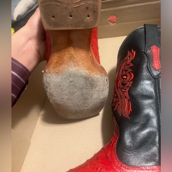 Red ostrich boots genuine ostrich - Picture 3 of 6